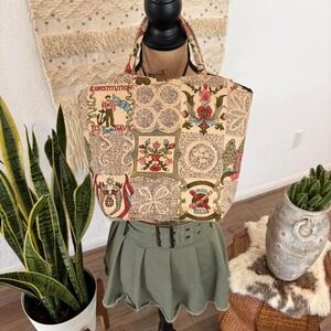 Vintage 1950s Margaret Smith Inc. Top Handle bag crafted from vintage Americana